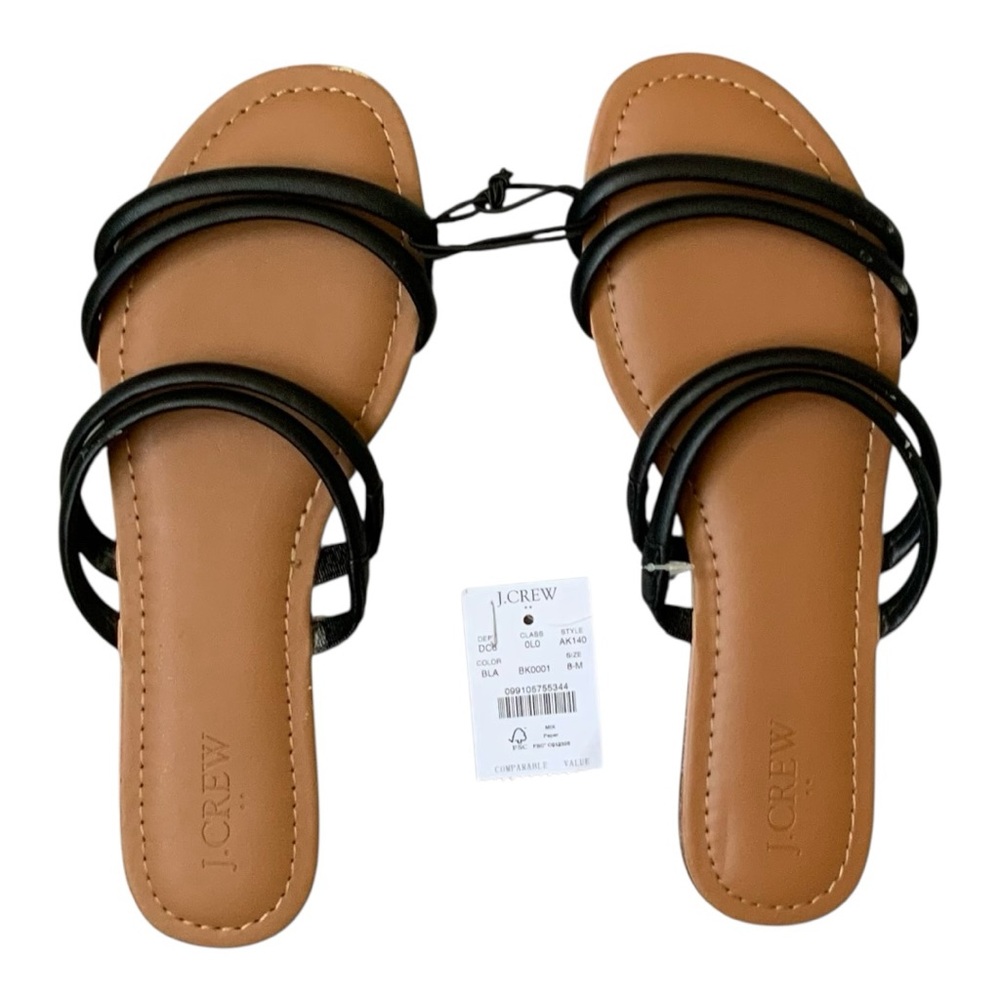 NWT J.Crew Seaside Slide Sandals Black Sz 8 AK140 - Picture 3 of 8